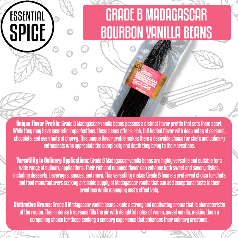 Grade B Madagascar Bourbon Vanilla Beans 1-Bean Tube
