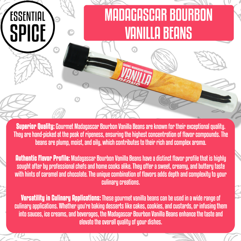 Essential Spice Gourmet Madagascar Bourbon Vanilla Beans - 25 Bean Pack